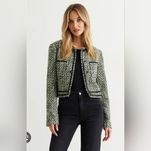 Green Tweed Dress and Blazer Set - Picture 2 of 6